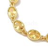 Oval Brass Pave Cubic Zirconia Link Chain Bracelets for Women BJEW-P385-02G-06-2