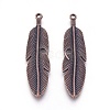 Tibetan Style Alloy Feather Big Pendants TIBEP-A12720-R-NR-2