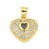 Heart Rack Plating Brass Micro Pave Cubic Zirconia Charms KK-Z053-17G-06-1