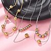 304 Stainless Steel Round Beaded Cable Chain Necklaces NJEW-D319-02A-GP-6