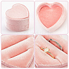 Heart Velvet Covered Cardboard Couple Rings Storage Box CON-WH0087-81B-3