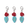 Dyed Synthetic Turquoise Leaf Pendants Decorations HJEW-JM02020-1