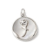 Brass Pave Natural White Shell Pendants KK-S522-13P-1