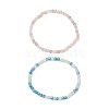 2Pcs 2 Colors Electroplate Faceted Rondelle Glass Beaded Stretch Bracelet Sets BJEW-JB10798-1