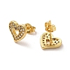 Clear Cubic Zirconia Hollow Out Heart Stud Earrings EJEW-F301-04-3