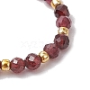 Natural Garnet Beaded Stretch Rings for Women RJEW-JR00868-01-4