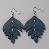 Wood Leaf Dangle Earrings EJEW-WH0010-25P-03-1