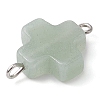 Natural Mixed Gemstone Cross Connector Charms PALLOY-JF02827-5