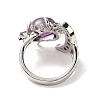 Natural Amethyst Sun & Moon Open Cuff Rings RJEW-K241-01P-08-4