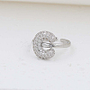 Brass Micro Pave Clear Cubic Zirconia Cuff Rings FS-WG17FF6-03-1