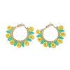 Glass Seed Beads Sunflower Hoop Earrings EJEW-MZ00220-1