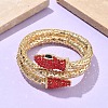 Snake Alloy Rhinestone Bangles for Women BJEW-G085-01G-01-1