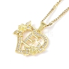 304 Stainless Steel Heart Pendant Necklaces with Cubic Zirconia NJEW-H029-01G-E-1