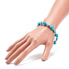 Synthetic Turquoise(Dyed) Cross & Skull Beaded Stretch Bracelet BJEW-JB08452-04-3