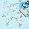 24Pcs 6 Colors Brass Wine Glass Charms AJEW-GO00007-4