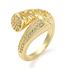 Rack Plating Brass Micro Pave Cubic Zirconia Open Cuff Rings RJEW-K266-10B-G-1