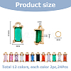 24Pcs 12 Colors Brass Cubic Zirconia Charms FIND-HS0001-13-2