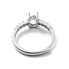 Adjustable Rhodium Plated 925 Sterling Silver Clear Cubic Zirconia Ring Components STER-C011-05P-3