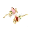 Brass Enamel Colorful Rose Flower European Dangle Charms KK-L256-09G-2