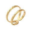 Ion Plating(IP) 304 Stainless Steel Double Line Open Cuff Ring for Women X-RJEW-S405-200G-5