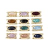 Brass Micro Pave Cubic Zirconia Multi-Strand Links with Natural Gemstone KK-Z096-04G-1