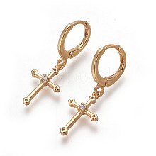 Brass Dangle Hoop Earrings EJEW-F199-20G