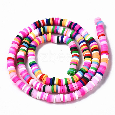 Handmade Polymer Clay Beads Strands CLAY-R089-4mm-090-1