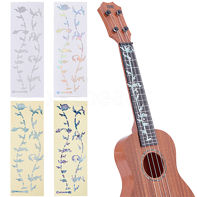 4 Sheets 4 Colors Paper Picture Stickers for Guitar Fingerboard Decoration STIC-FH0001-31-1