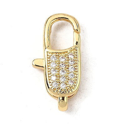 Brass Clear Cubic Zirconia Lobster Claw Clasps KK-Z078-45B-G-1