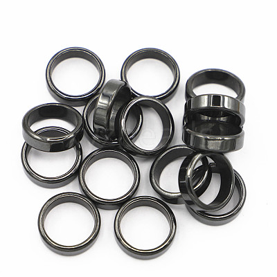 Non-Magnetic Synthetic Hematite Plain Band Ring FIND-PW0021-11H-1