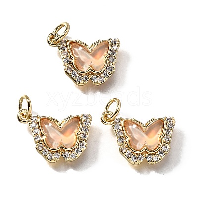 Brass Micro Pave Cubic Zirconia Pendants KK-Q043-03G-03-1