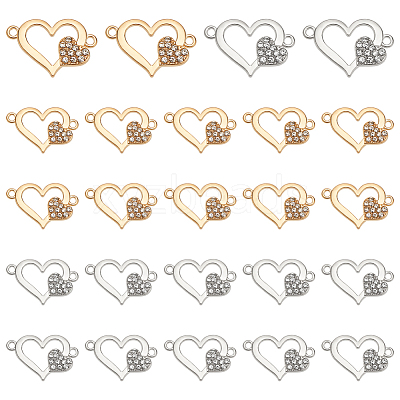 48Pcs 2 Colors Alloy Rhinestone Links/Connectors FIND-UN0016-40-1