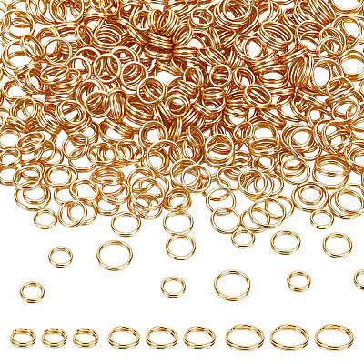 450Pcs 3 Style 304 Stainless Steel Split Rings STAS-ME0002-60-1