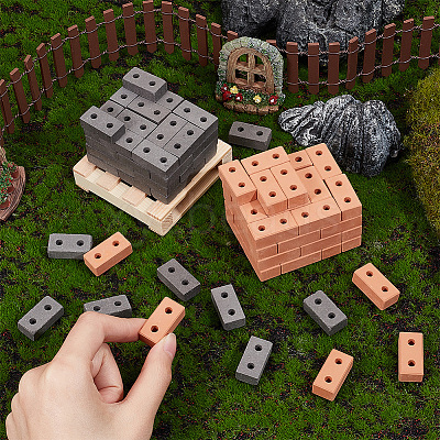 2 Colors Polymer Clay Mini Wall Bricks AJEW-OC0005-03B-1