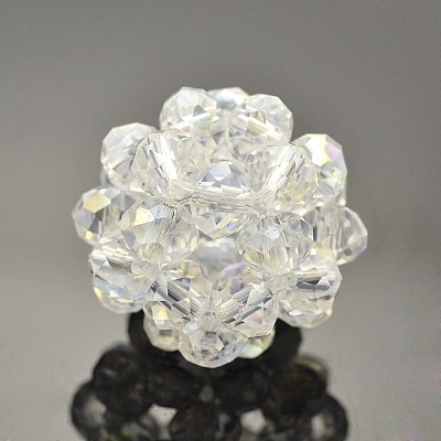 Transparent Glass Crystal Round Woven Beads X-GLAA-A034-6mm-A18-1