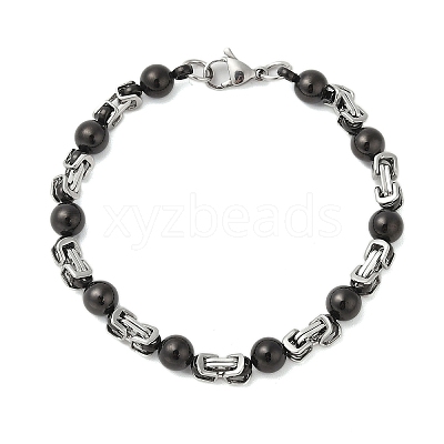 Round 304 Stainless Steel Byzantine Chain Bracelets for Men BJEW-B093-06BP-1