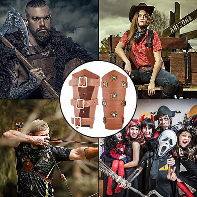 Adjustable PU Leather Cuff Wristband for Bikers AJEW-WH0415-25A-1