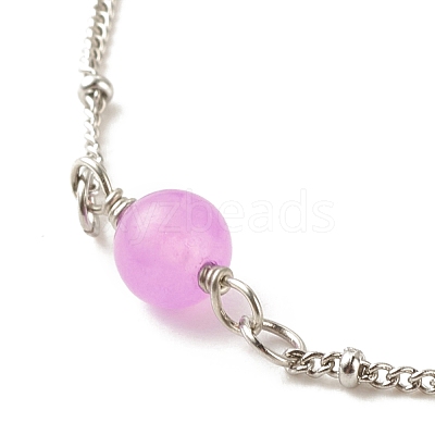 Natural Dyed White Jade & Malaysia Jade Anklets for Women AJEW-AN00476-1