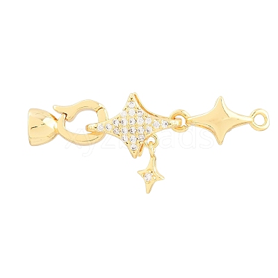 Brass Micro Pave Clear Cubic Zirconia Fold Oval Clasp KK-CBABC34-10G-1