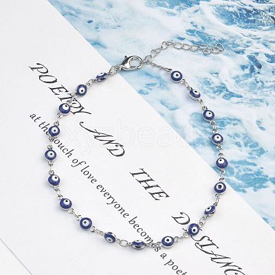 Christmas Brass Evil Eye Enamel Link Chain Anklets for Women WGC2D50-05-1