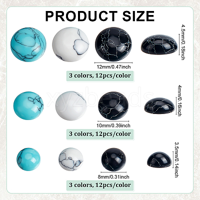 108Pcs 9 Styles Dyed Synthetic Turquoise Cabochons TURQ-PH0001-17-1