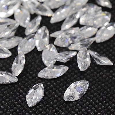 Cubic Zirconia Pointed Back Cabochons ZIRC-M003-7x3.5mm-007-1