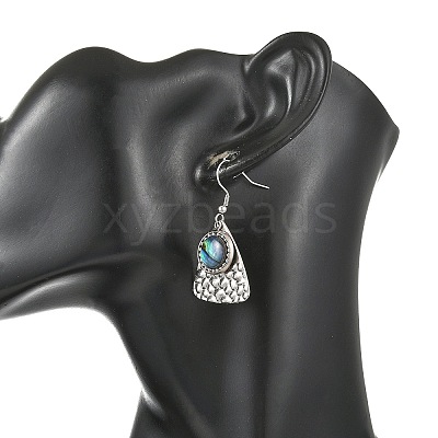 Paua Shell and 304 Stainless Steel Dangle Earrings EJEW-JE07471-01-1