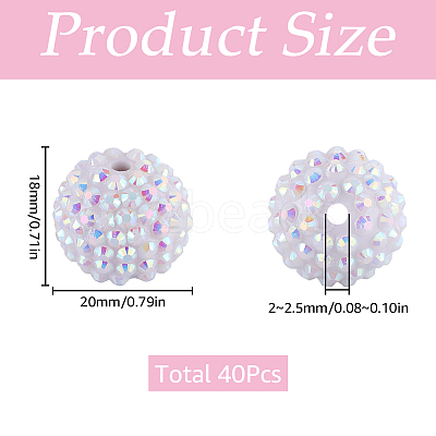 40Pcs Resin Rhinestone Beads RESI-SC0003-12-1
