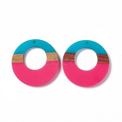 Opaque Resin & Walnut Wood Pendants RESI-M027-03D-1