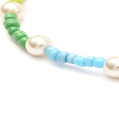 Glass Seed & Glass Pearl Beaded Necklace for Girl Women X1-NJEW-TA00007-1