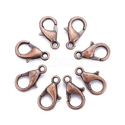 Red Copper Tone Zinc Alloy Lobster Claw Clasps X-E102-NFR-1
