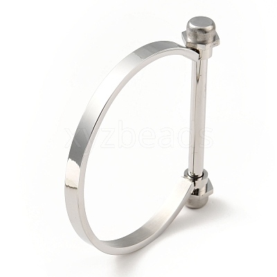 Non-Tarnish 304 Stainless Steel D Shape Bar Screw Bangle BJEW-G636-05B-P-1