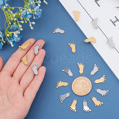 40Pcs 2 Colors 304 Stainless Steel Pendants STAS-UN0028-47-1