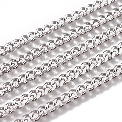 Non-Tarnish Handmade 304 Stainless Steel Curb Chains X-STAS-F229-07A-P-1